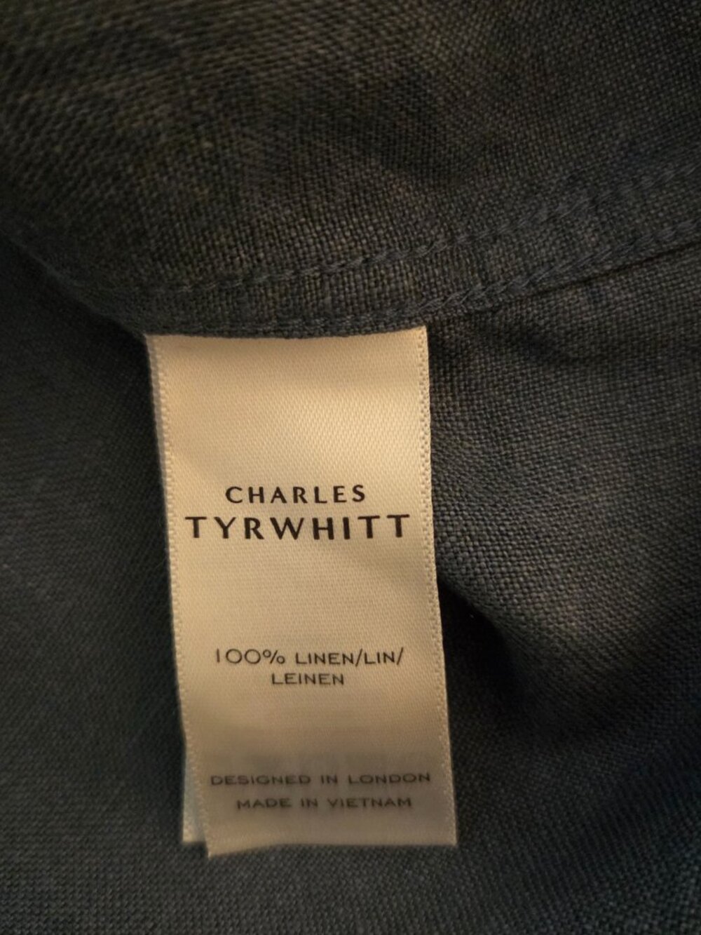 Charles Tyrwhitt 100% Linen Button Up L/S Shirt Mens XL Classic Fit Steel Blue - Picture 4 of 10